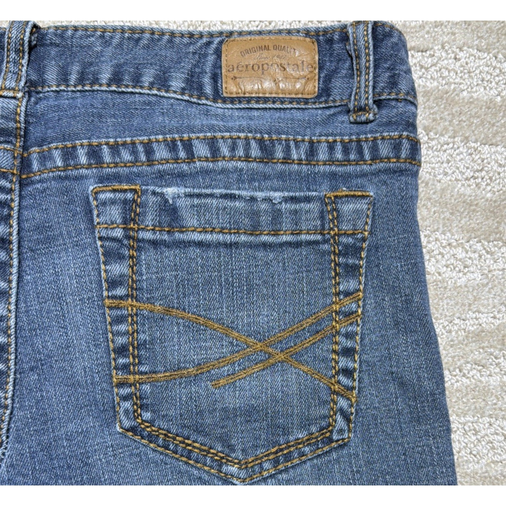 Y2K Aeropostale 11/12 S Reg Hailey Skinny Flare Jeans Low Rise Medium Wash 32x29