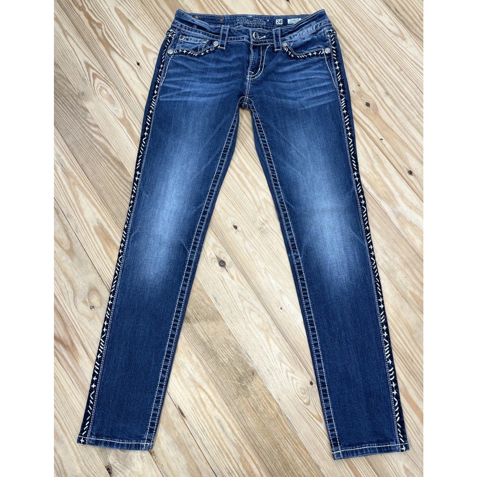 MISS ME Ankle Skinny Jeans Thick Stitch Size 28 28x29 JP5860AK