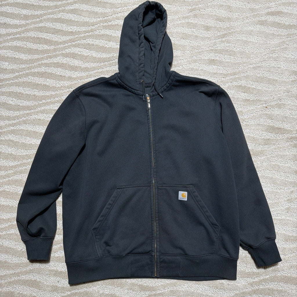 Carhartt Rain Defender Black Hooded Full Zip Thermal Fleece Hoodie 2XL