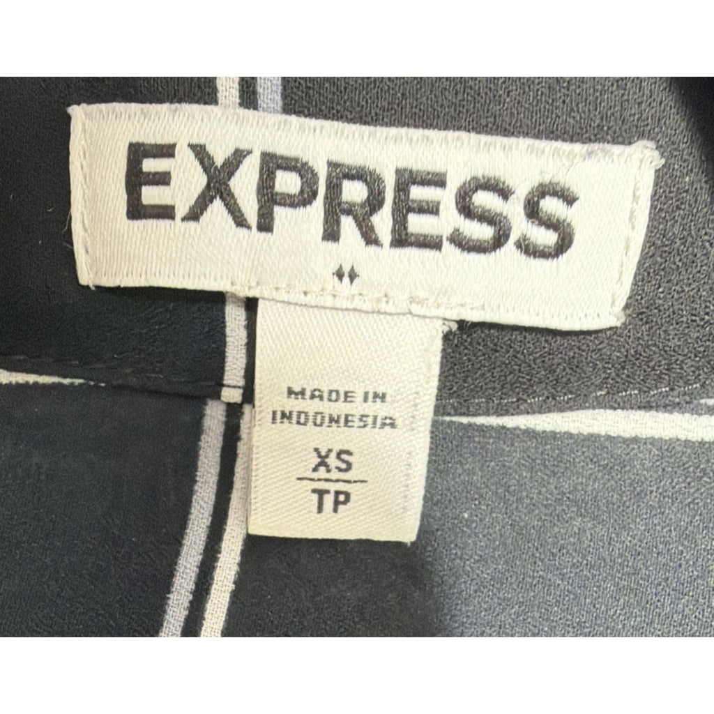 Express Roll Sleeve Button Down Boyfriend Shirt, Black Plaid, Size XS