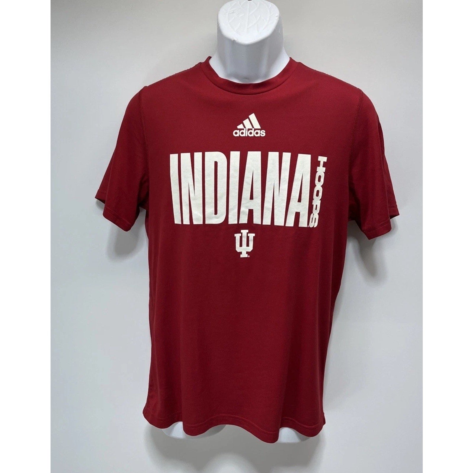 Adidas NCAA Indiana Hoosiers Basketball Team Locker Team T Shirt Red White M