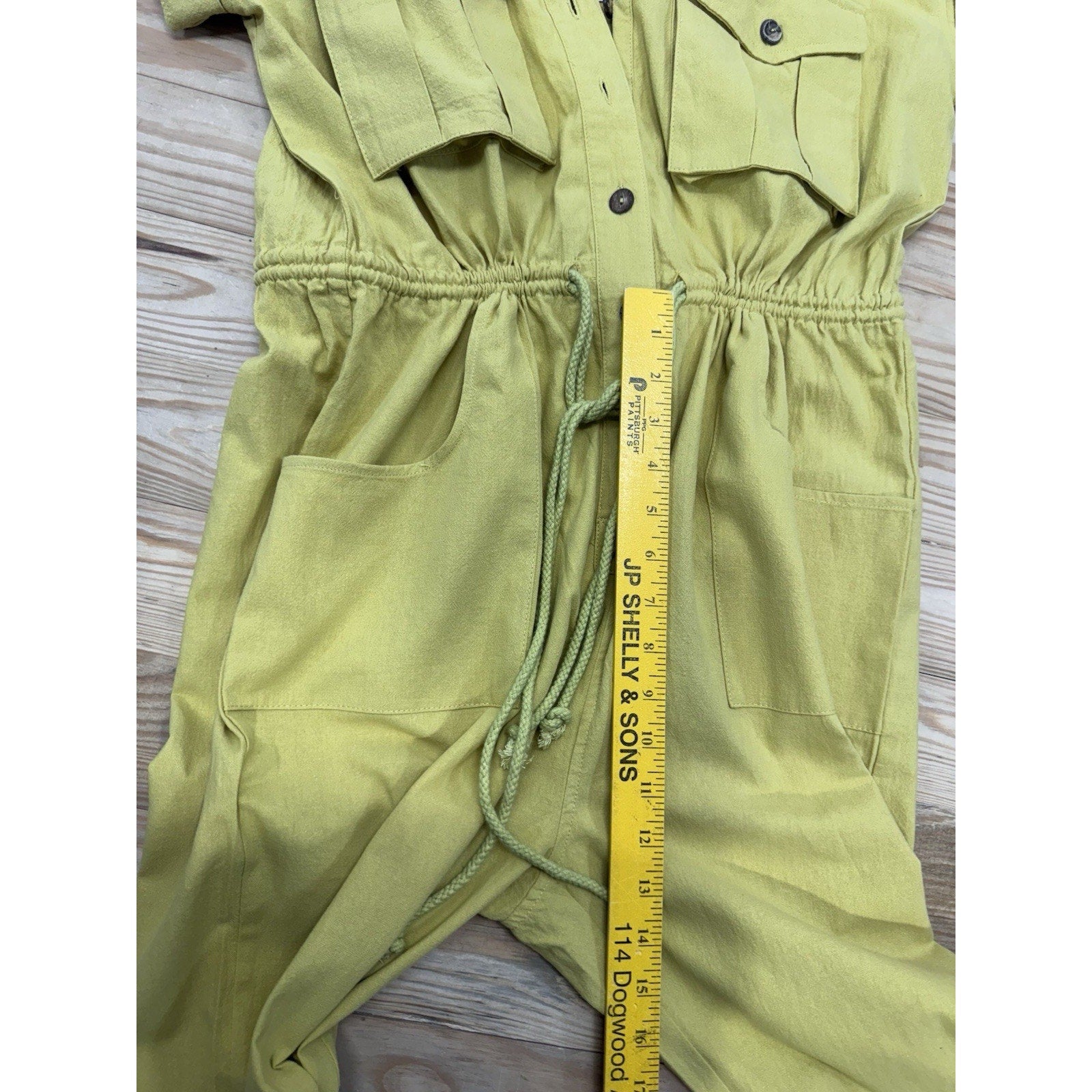 Entro Jumpsuit in Mustard Yellow Empire Waist Braided Belt Women’s Size M NWT