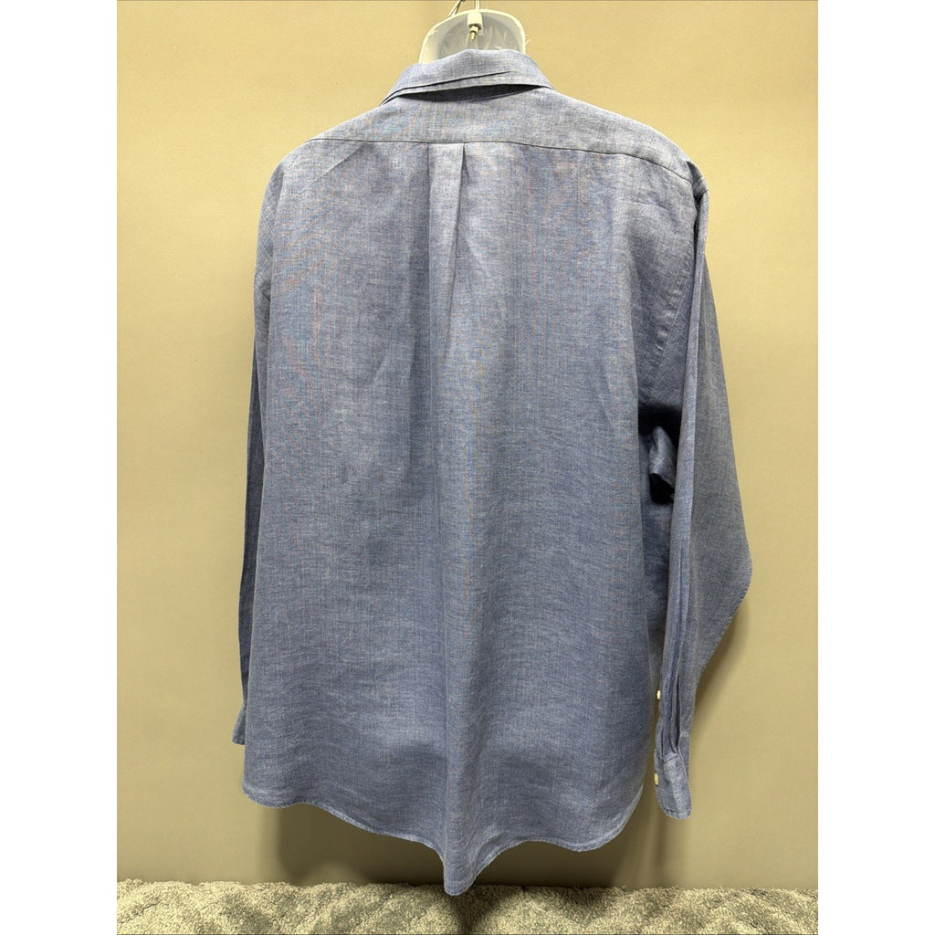 Brooks Brothers Irish Linen Button Up Shirt Mens Size XXL Blue Traditional Fit