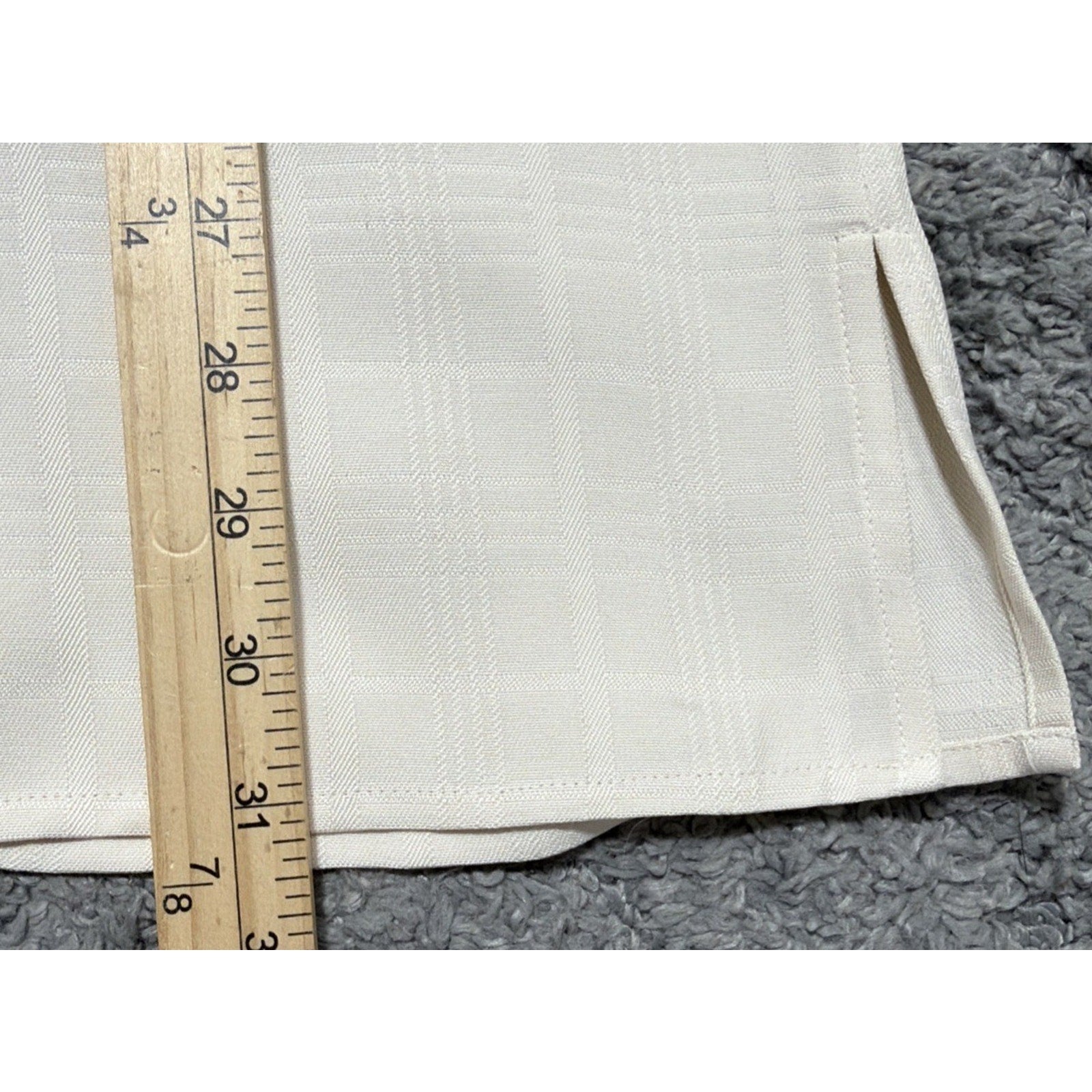 Tulliano Men’s L 100% Silk Camp Shirt Ivory Window Pane Short Sleeve Button Up