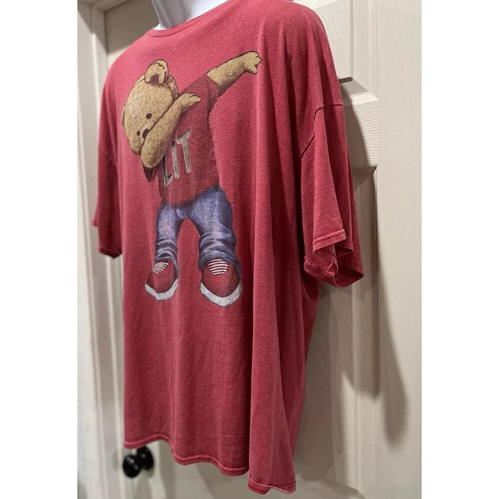 Dabbing Bear T Shirt Enti Tee Dab Street Wear Graphic Red Shirt Size Men’s 3XL