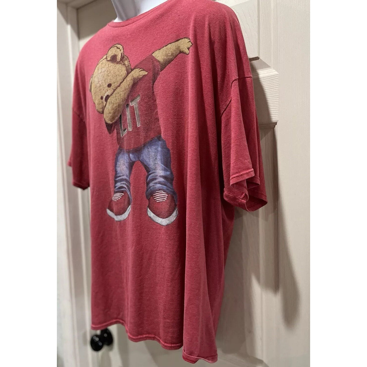 Dabbing Bear T Shirt Enti Tee Dab Street Wear Graphic Red Shirt Size Men’s 3XL
