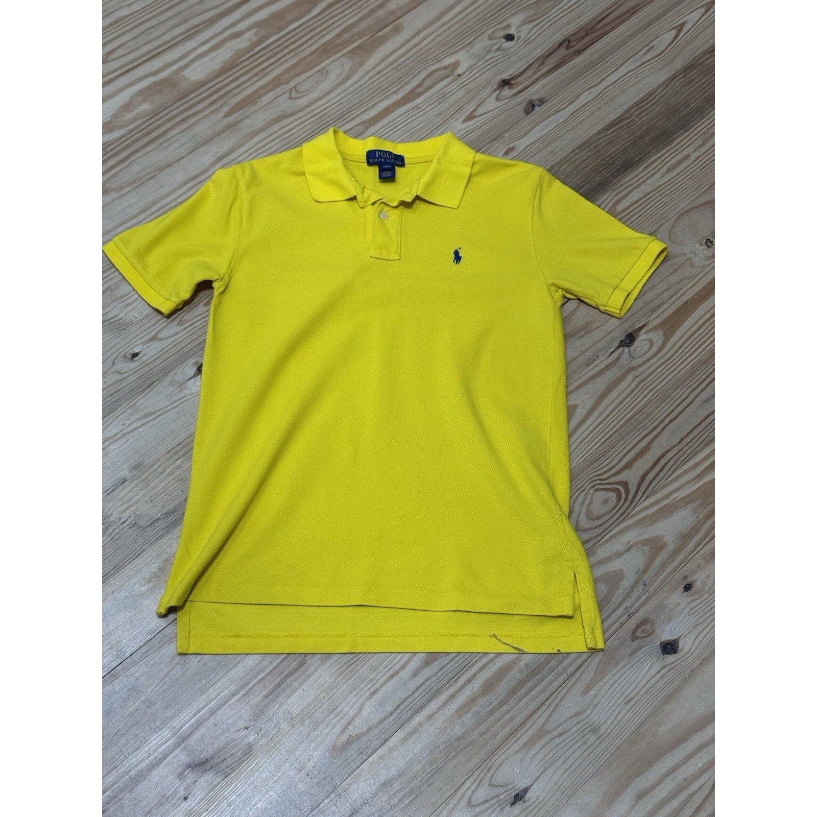 Polo by Ralph Lauren Yellow With Blue Soft Cotton Polo Shirt Boys Size L(14-16)