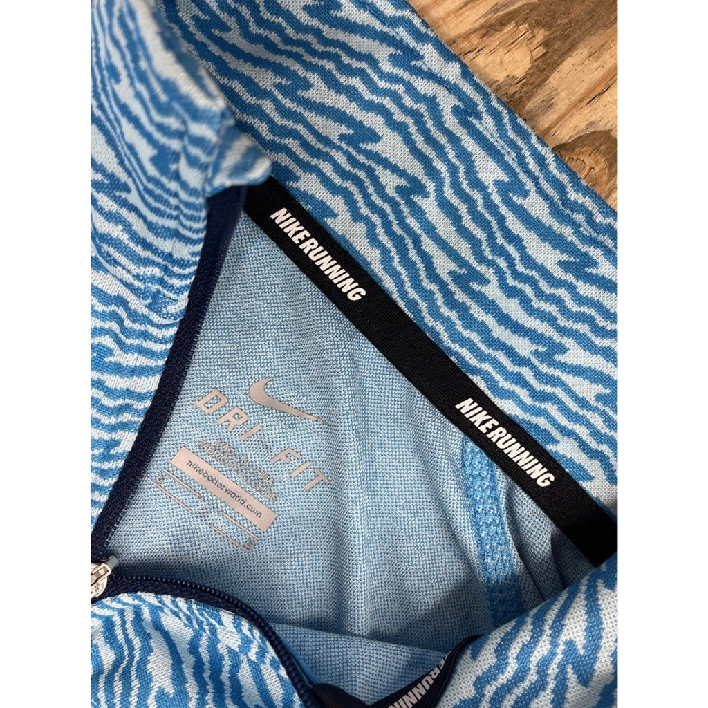 Nike Youth Girls Long Sleeve Running Shirt Blue Athletic Zip Dri Fit L