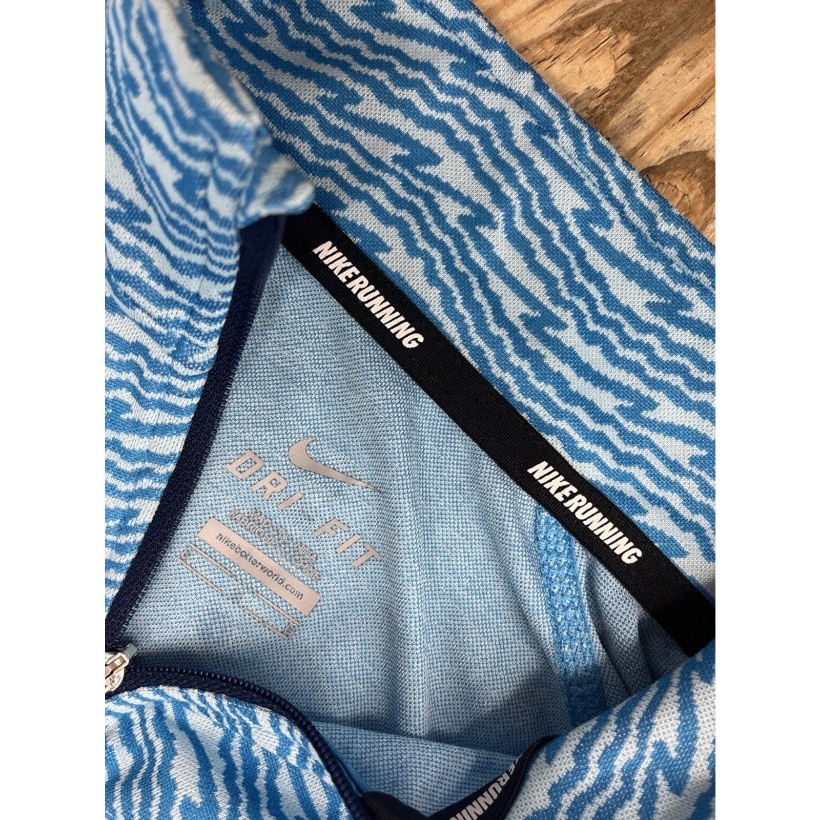 Nike Youth Girls Long Sleeve Running Shirt Blue Athletic Zip Dri Fit L