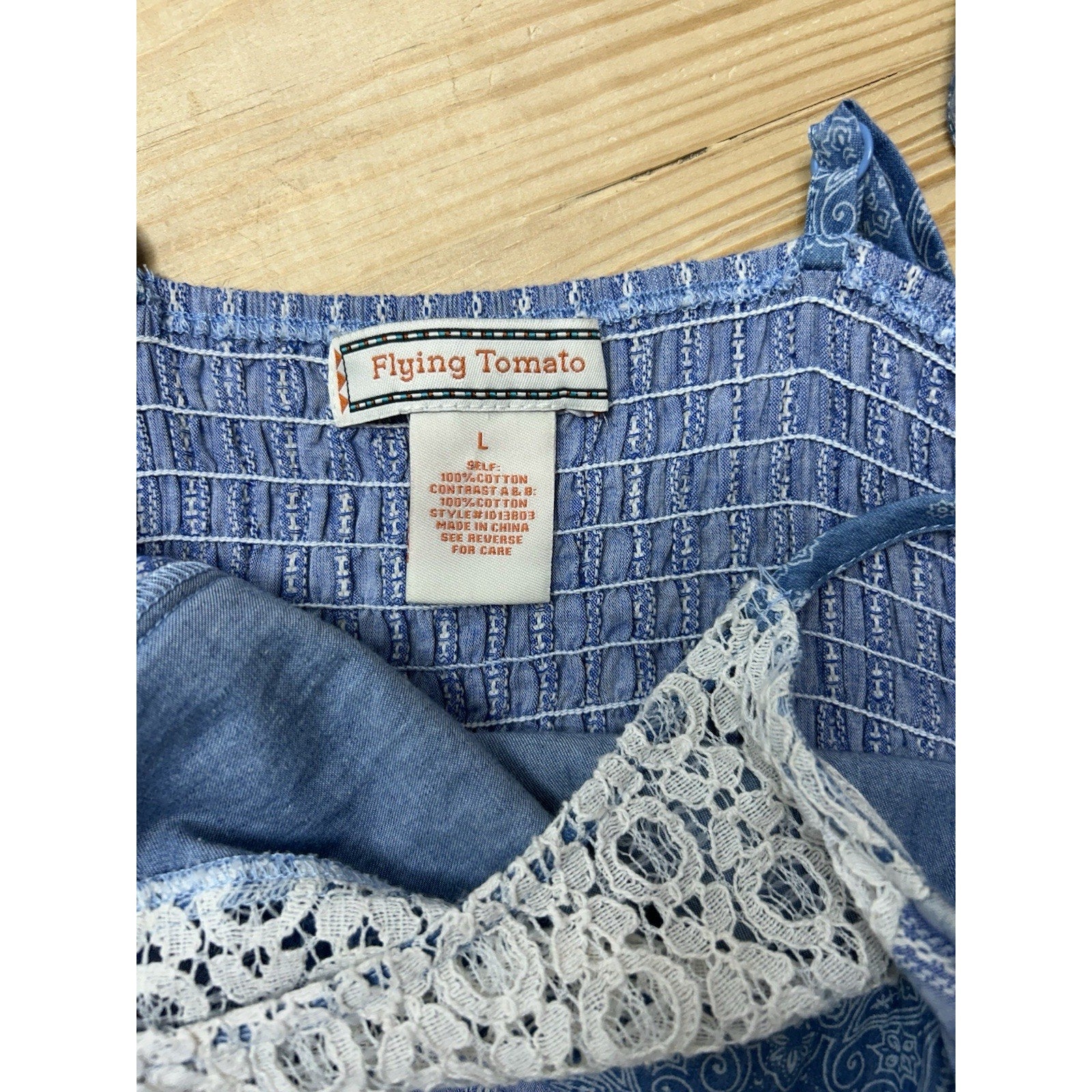 Flying TomatoLace Cami Formal Cocktail Spring Storm Blue Fit & Flare Dress Large