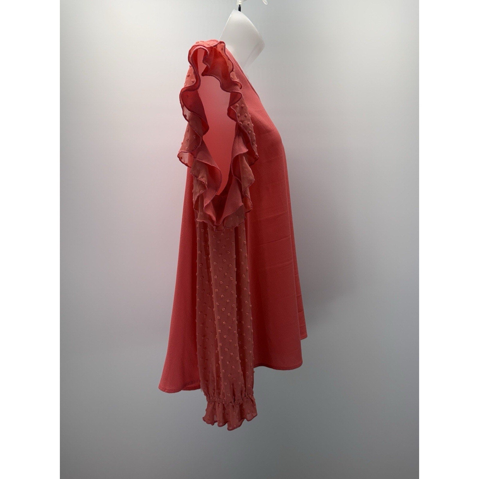 Umgee Women’s Blouse Sz L Pink Silk FlutterSleeve