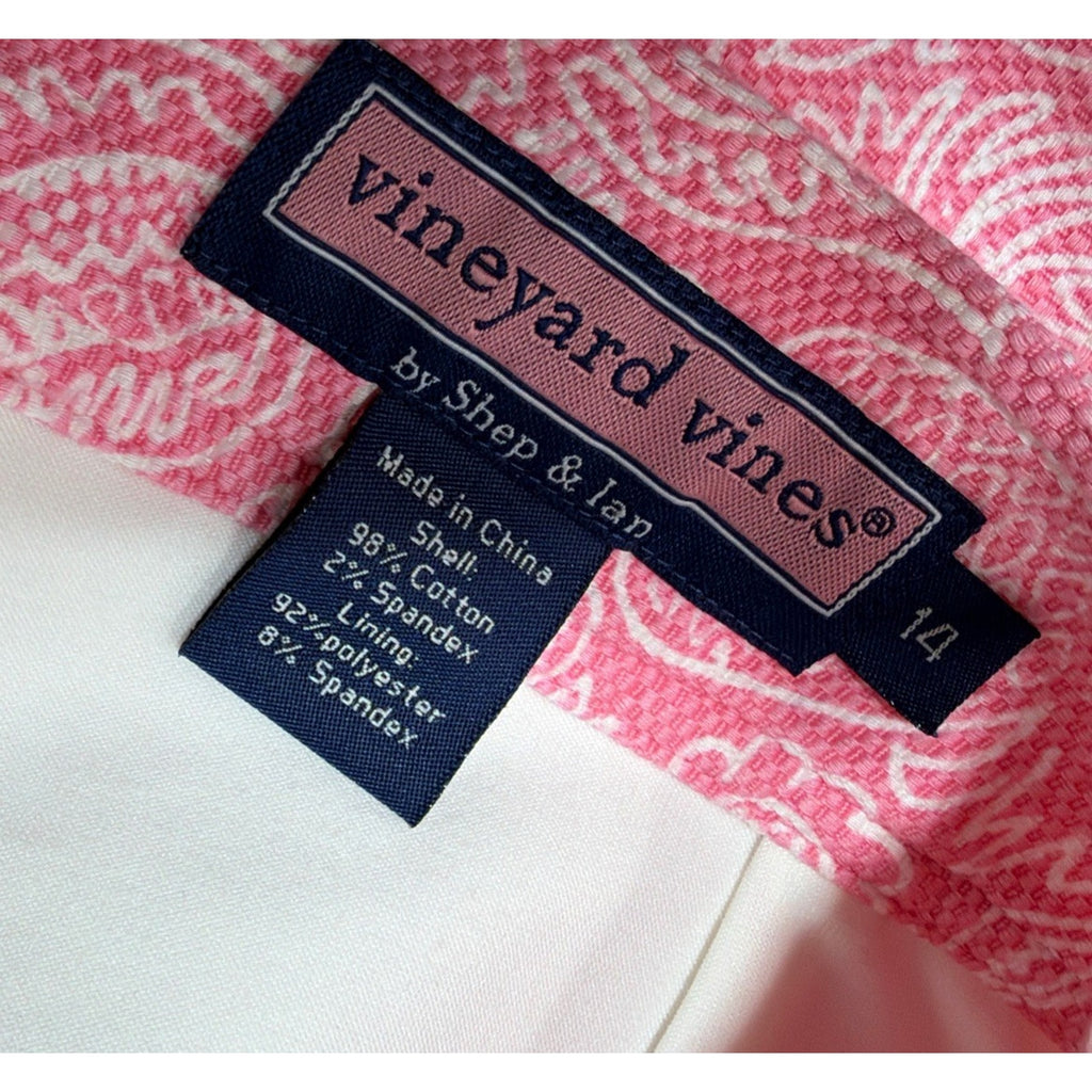 Vineyard Vines Skirt Skort Pineapple Paisley Print Pink White Size 14