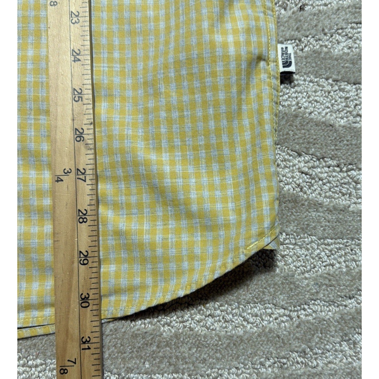 The North Face Yellow&White Striped Cotton Button Up Shirt. Size Large