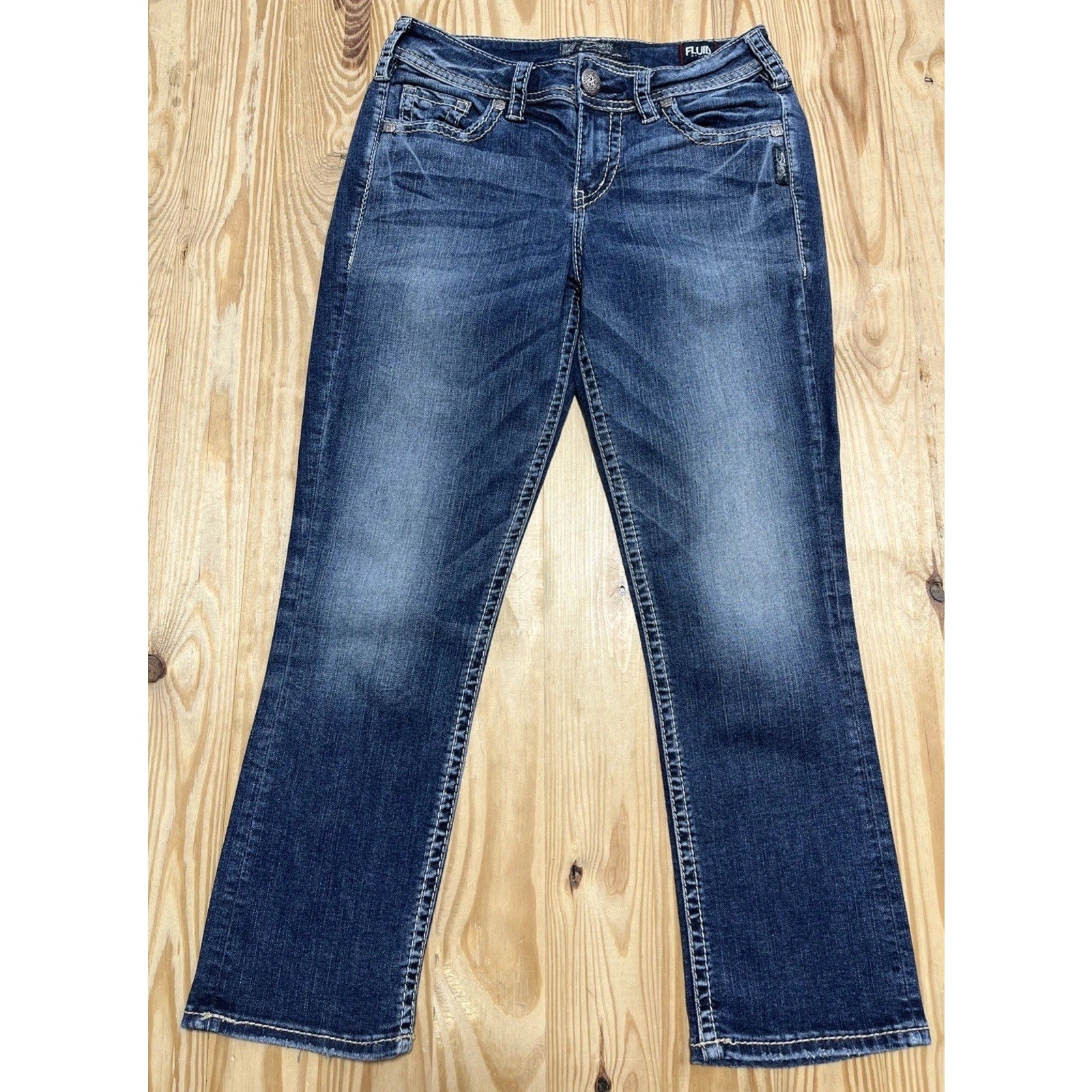 Silver Suki High Capri Jeans - Fluid Denim | Size 27/23 Back Flap Stitch Pocket