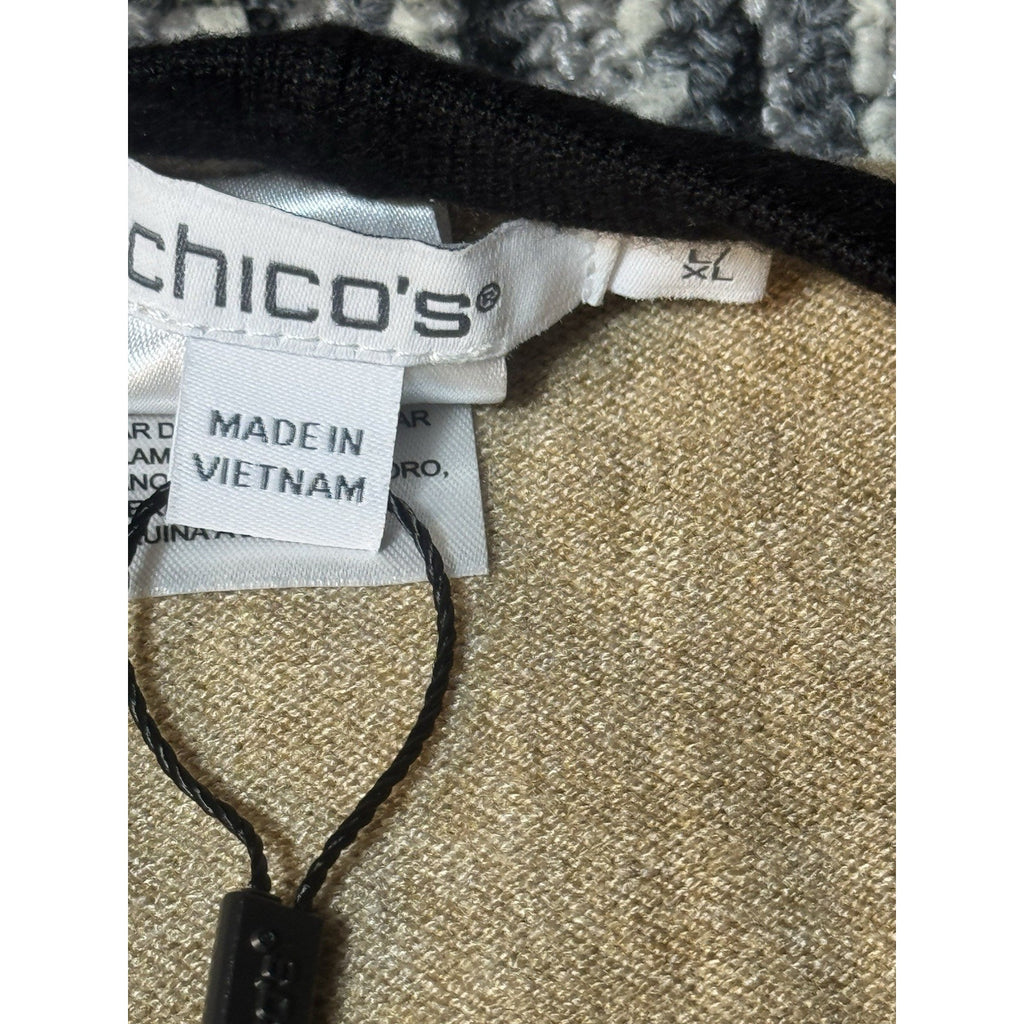 Chico’s Colorblock Lurex Ruana L/XL NWT Gold Gray Black Metallic Poncho Wrap