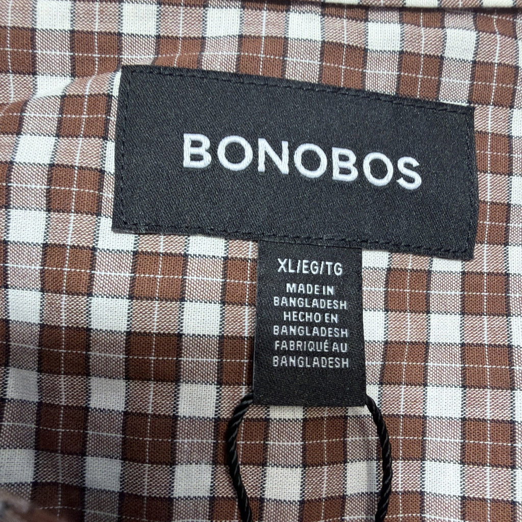 Bonobos Dress Shirt Auburn Plaid Casual Button Up Mens Size XL NWT Stretch