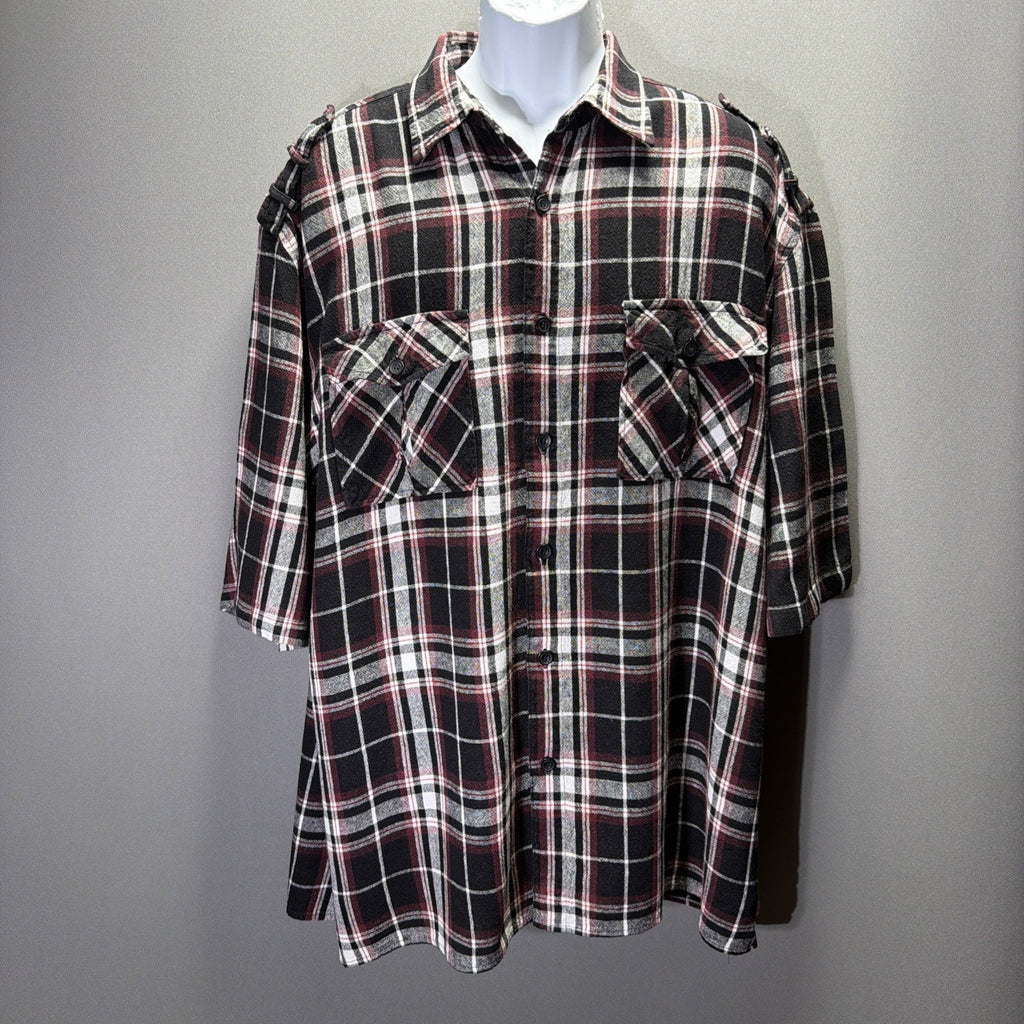 Trust Brand Linen Button Up Short Sleeve Shirt Mens 3XL Casual Plaid NWOT
