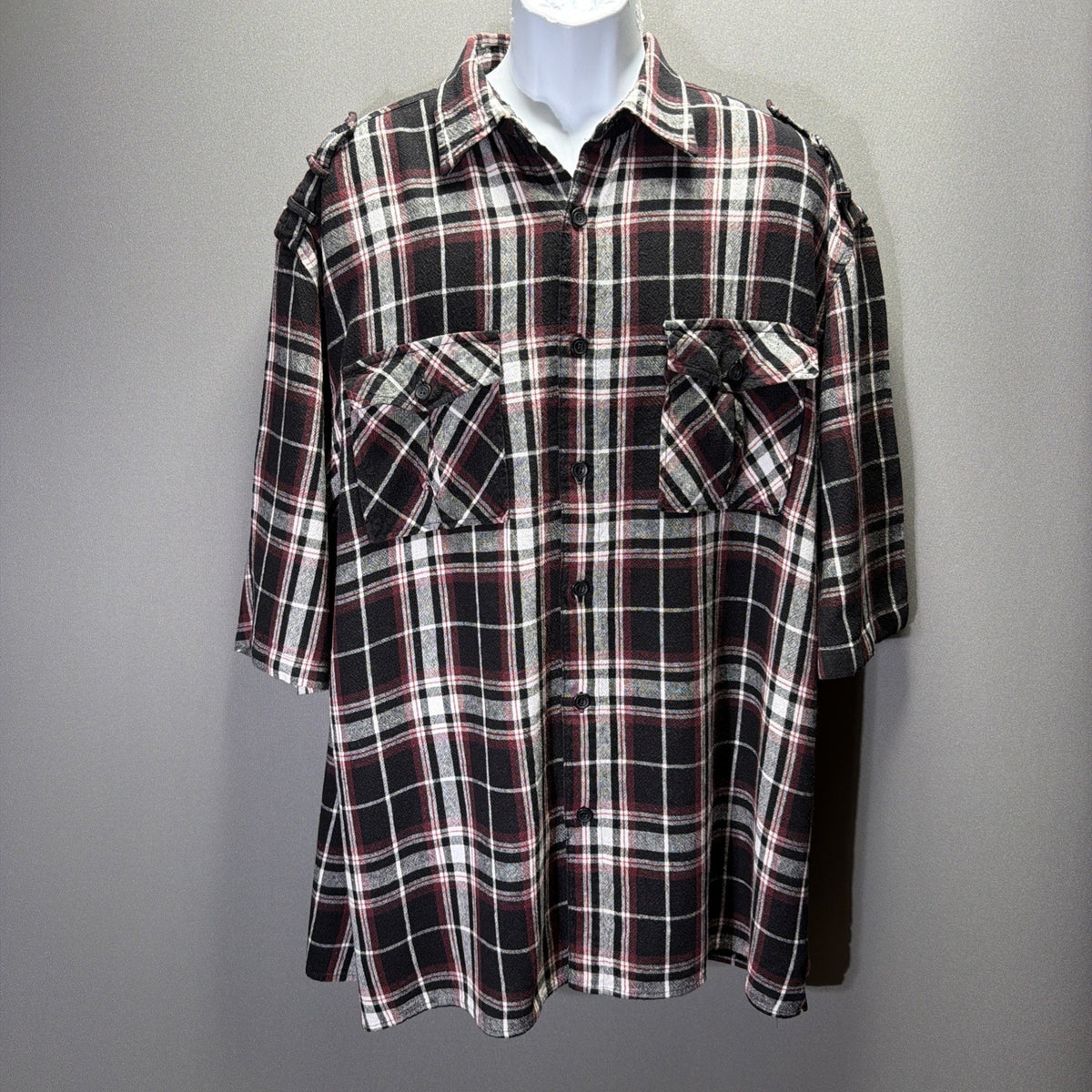 Trust Brand Linen Button Up Short Sleeve Shirt Mens 3XL Casual Plaid NWOT
