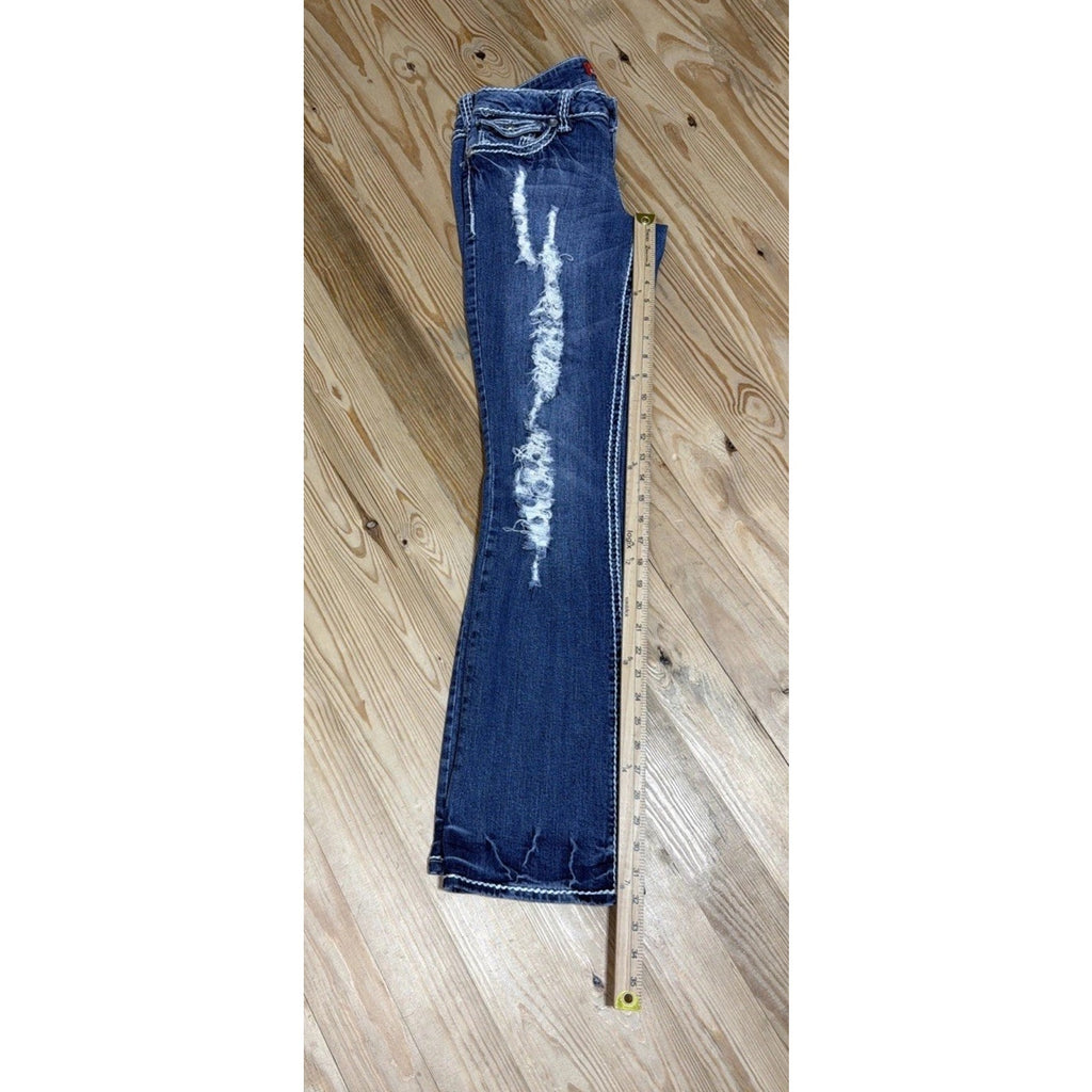 Zana Di Womens Size 7 Low Rise Jeweled Bootcut Flap Pocket Denim Jeans 29x32