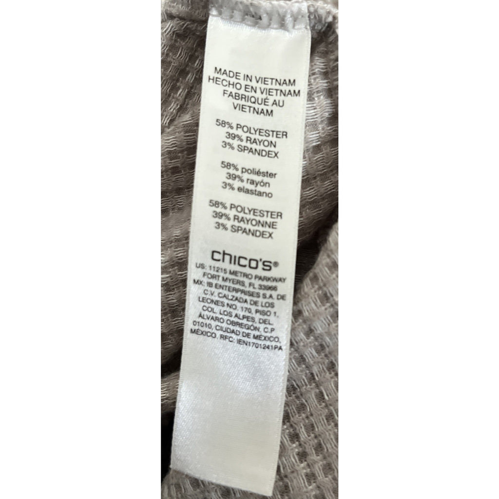 Chicos Womens Blouse 2  Brown White Seersucker Gingham Stretch Fall EUC