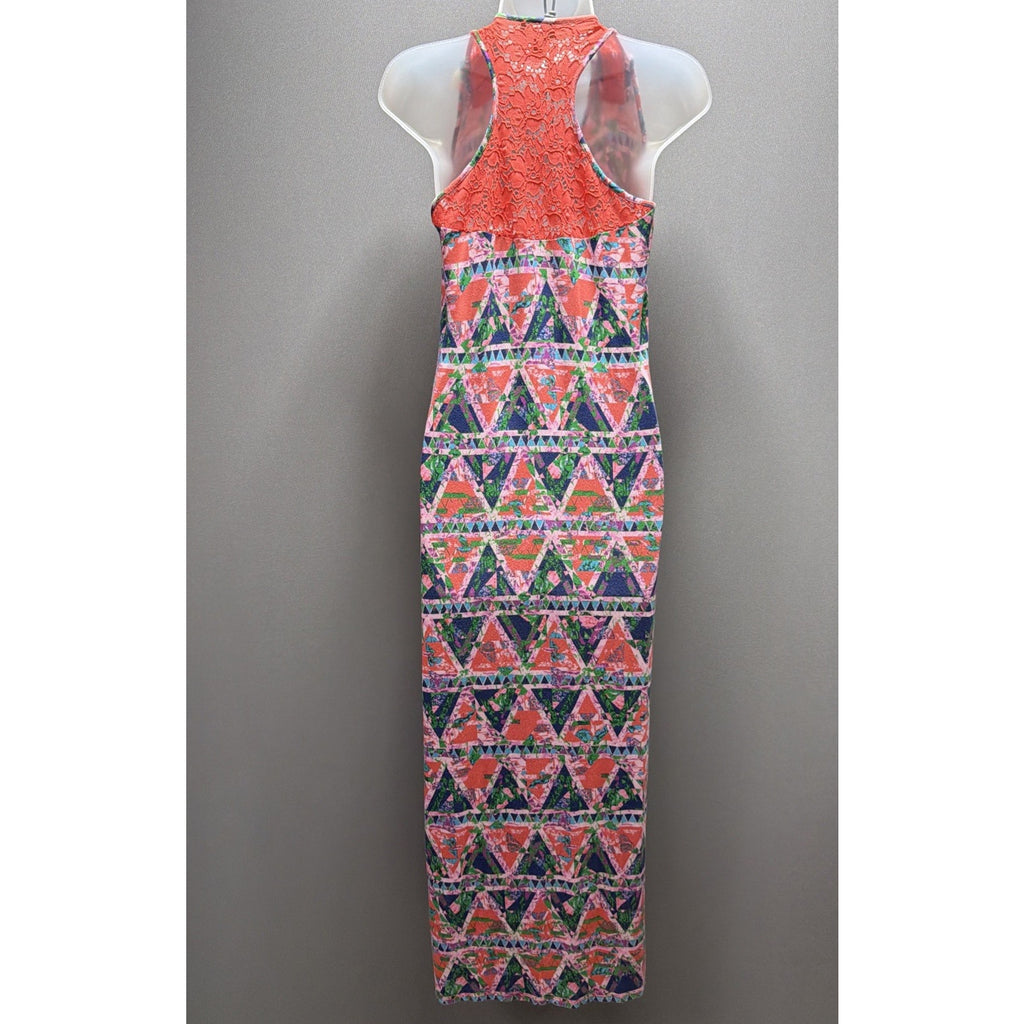 women's Ambar Aztec Midi Dress Size Slits Crotchet Back Stretch Size Small