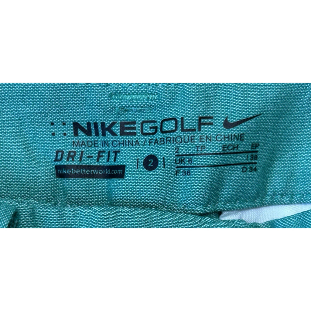 Nike Golf Shorts Women’s 2 DRI-FIT Green W Clasp And Button Waist Swoosh Pocket.