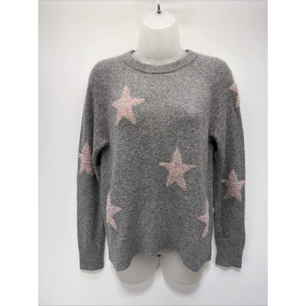 Lou & Grey for Loft Gray Shimmer Stars Women Super Soft Sweater Size XS