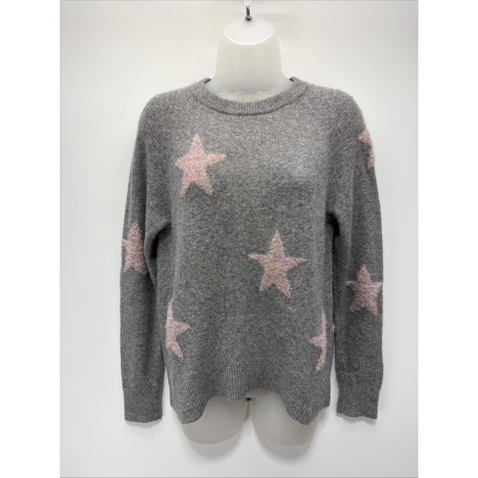 Lou & Grey for Loft Gray Shimmer Stars Women Super Soft Sweater Size XS