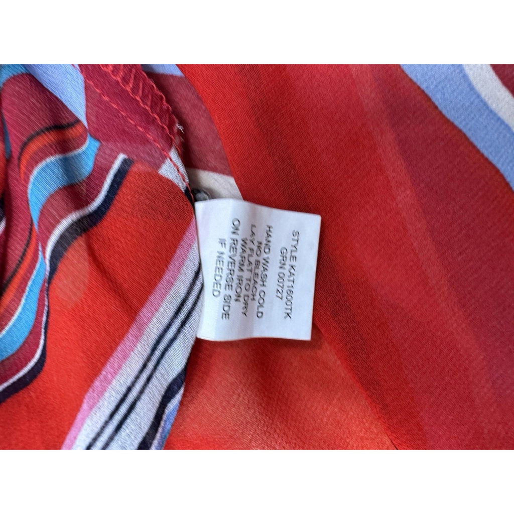 Fig And Flower Anthropologie Women’s Size Medium Sheer Blouse Boho Tie Waist Red