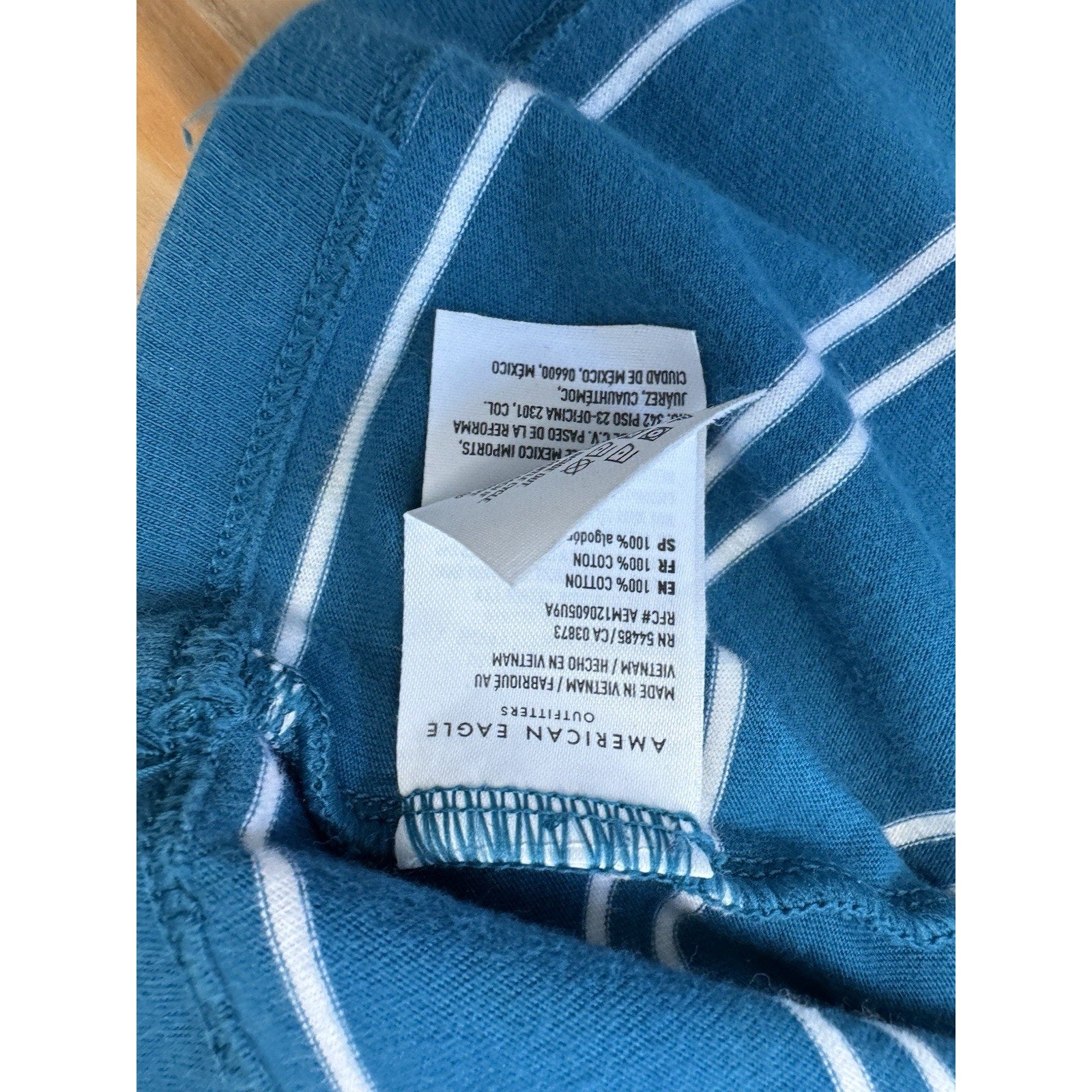 American Eagle Shirt XX-Large Blue White Stripe Logo Basic T-Shirt