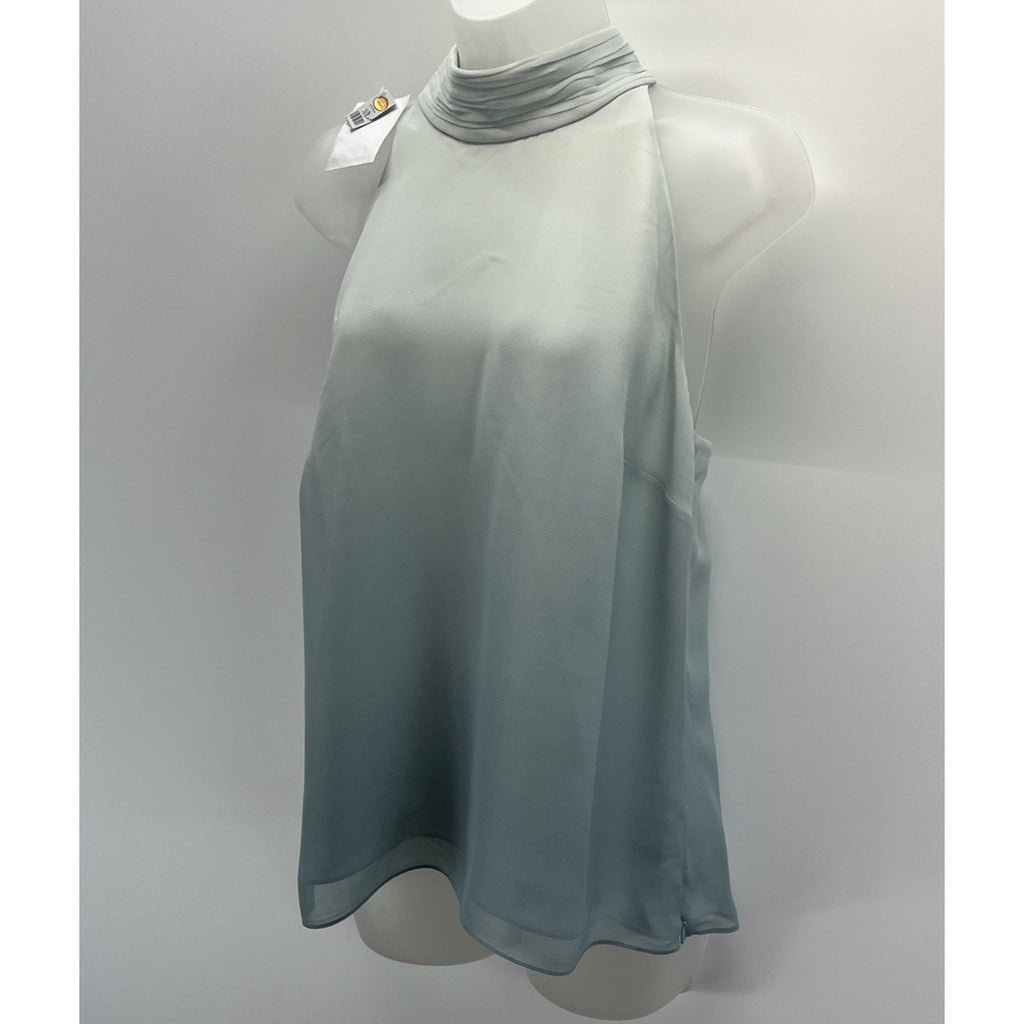 Talbots 100% Pure Silk Blue Green Lined Sleeveless Blouse Size 16 Petite
