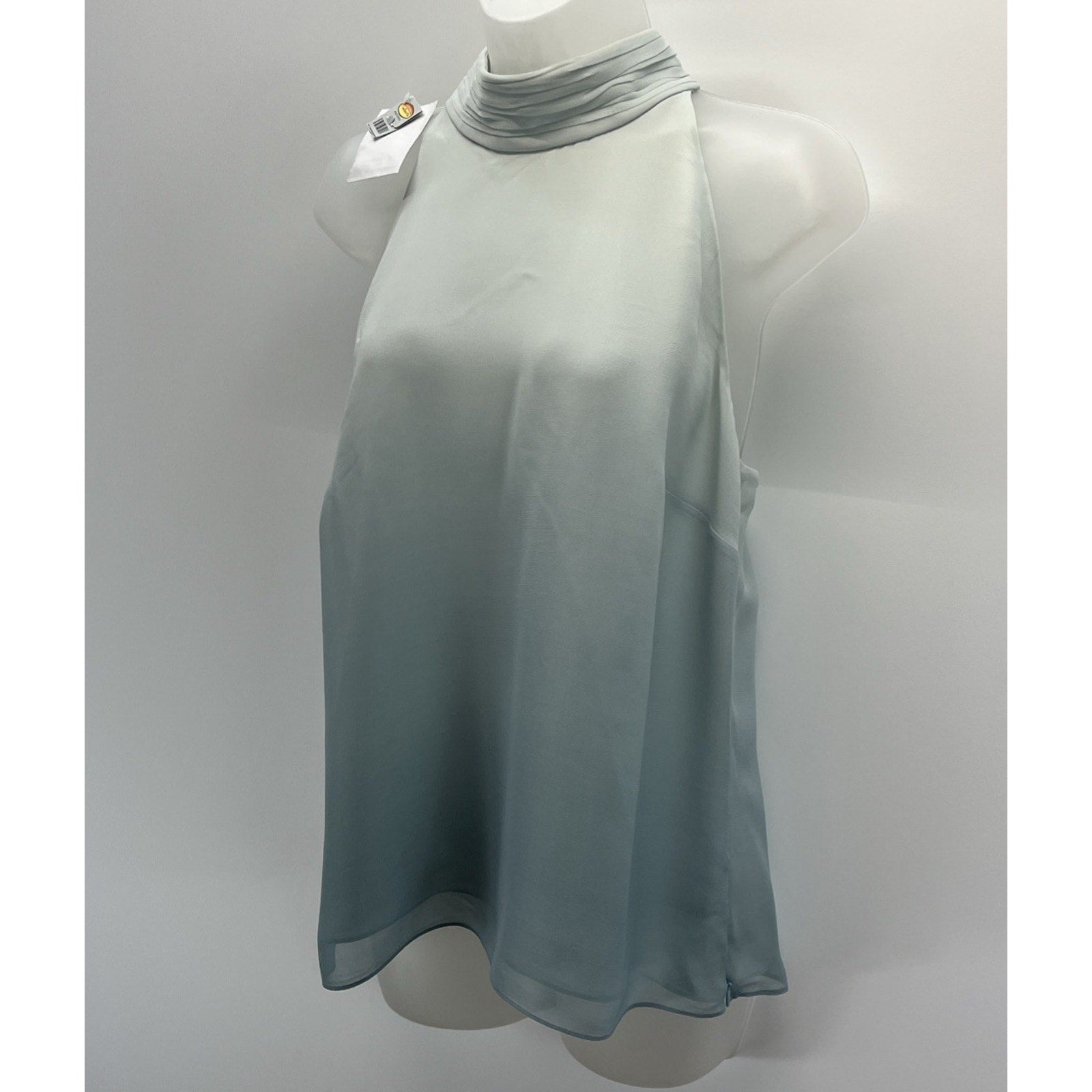 Talbots 100% Pure Silk Blue Green Lined Sleeveless Blouse Size 16 Petite