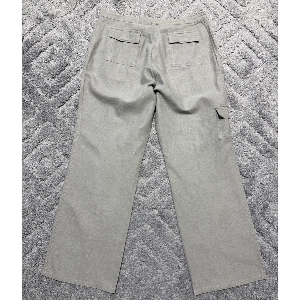 Eddie Bauer Linen Blend Drawstring Wide Leg Cargo Pants Size 12