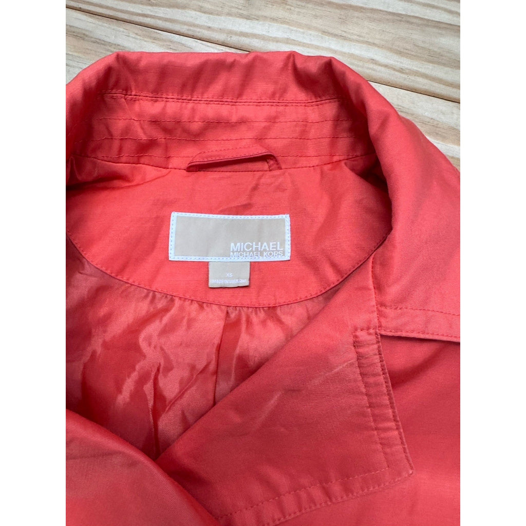 Michael Kors Orange Trench Coat Rain Jacket Women’s XS - Missing Belt