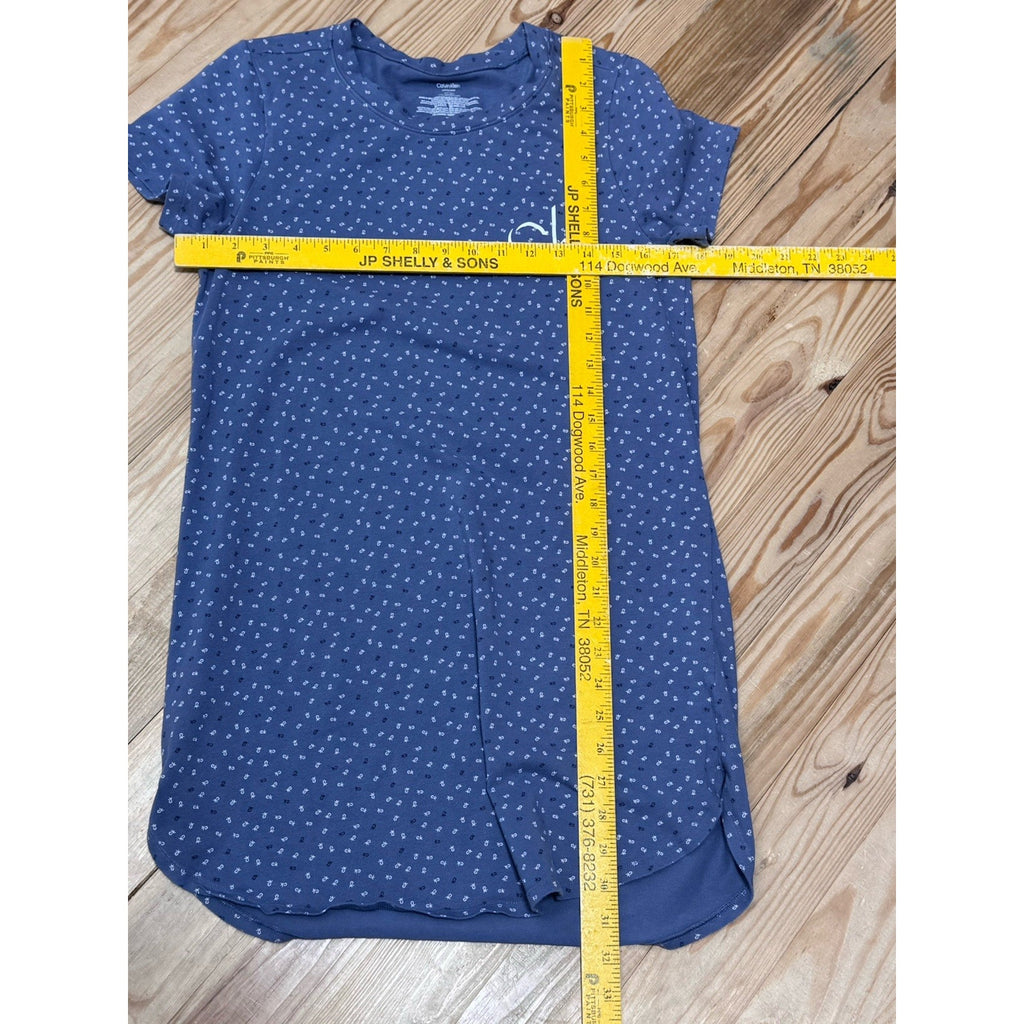 Calvin Klein Blue Logo Sleepwear Dress Short Sleeve Cotton Blend Women’s Size S