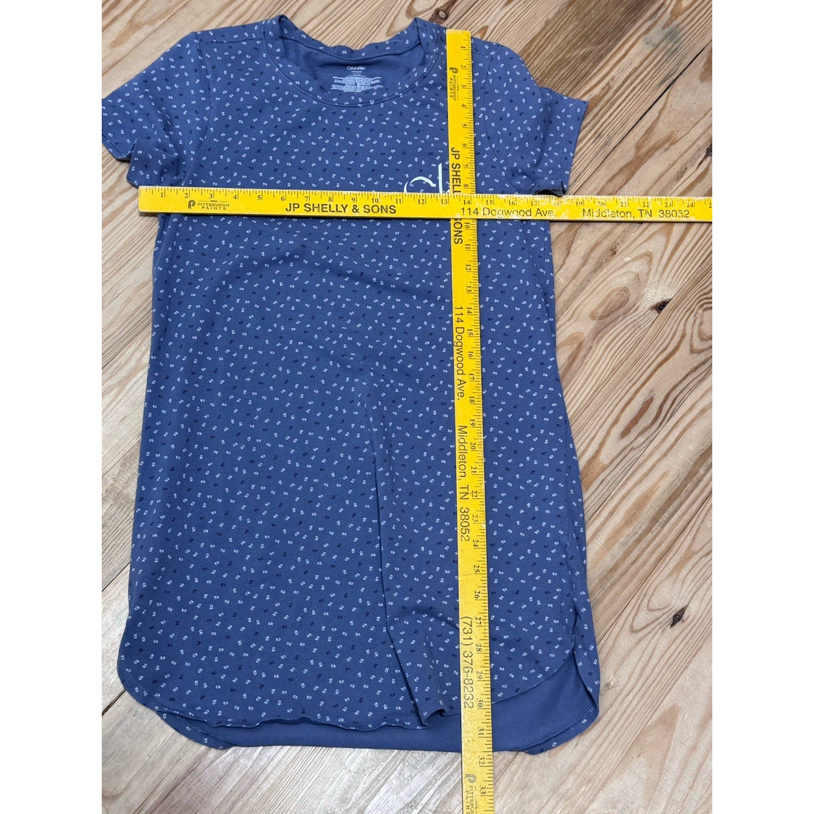 Calvin Klein Blue Logo Sleepwear Dress Short Sleeve Cotton Blend Women’s Size S