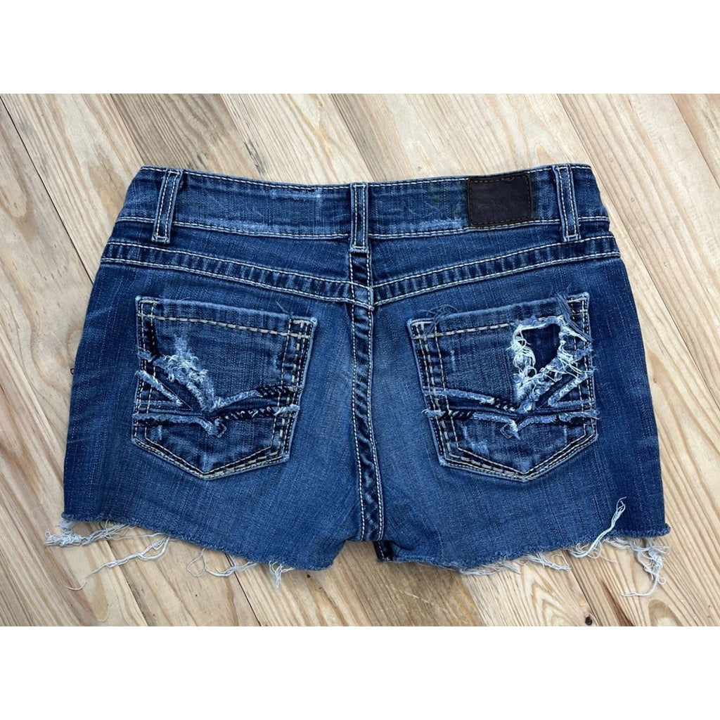 BKE Denim Shorts Womens Size 29 Blue Cuffed Distressed Culture Jean 100% Cotton