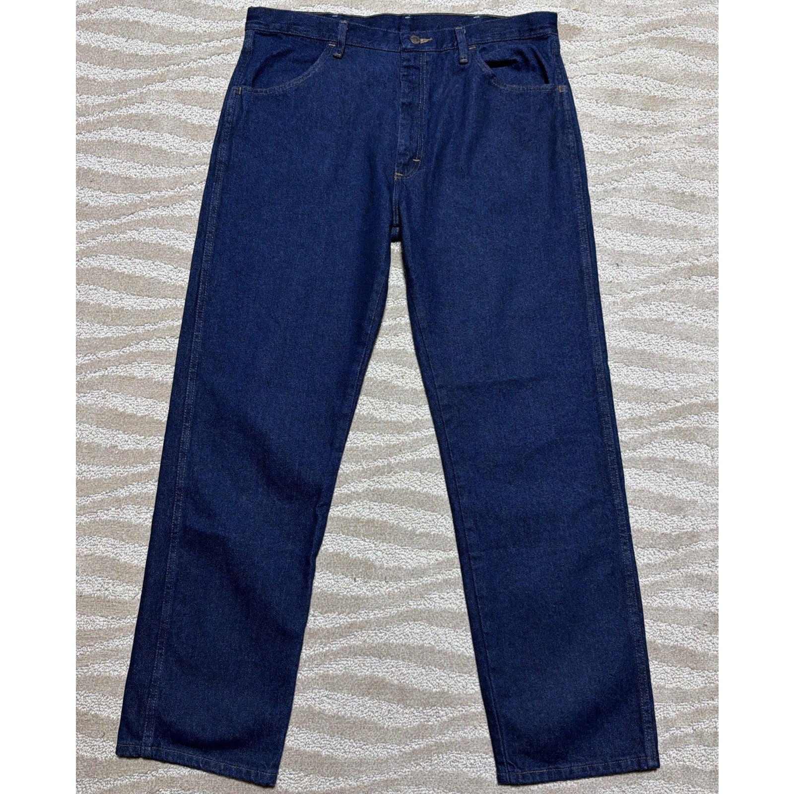 Wrangler Rustler Jeans 36x32 Regular Straight Leg Dark Blue Workwear Denim NWT