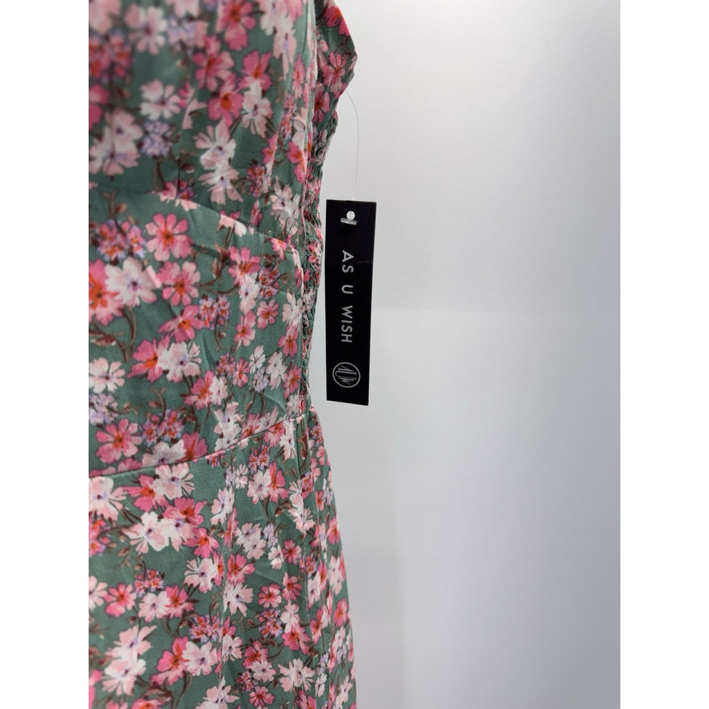 As U Wish Flowy Size X-Large Maxi Dress Green Floral Women’s