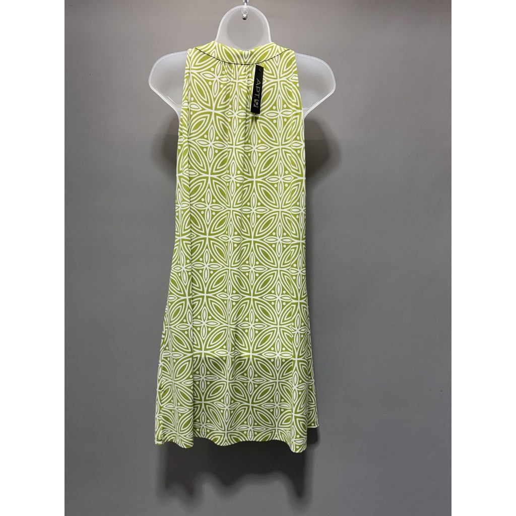 Apt 9 Womens Small Green White Geometric Dress Beaded Neck Sleeveless NWT