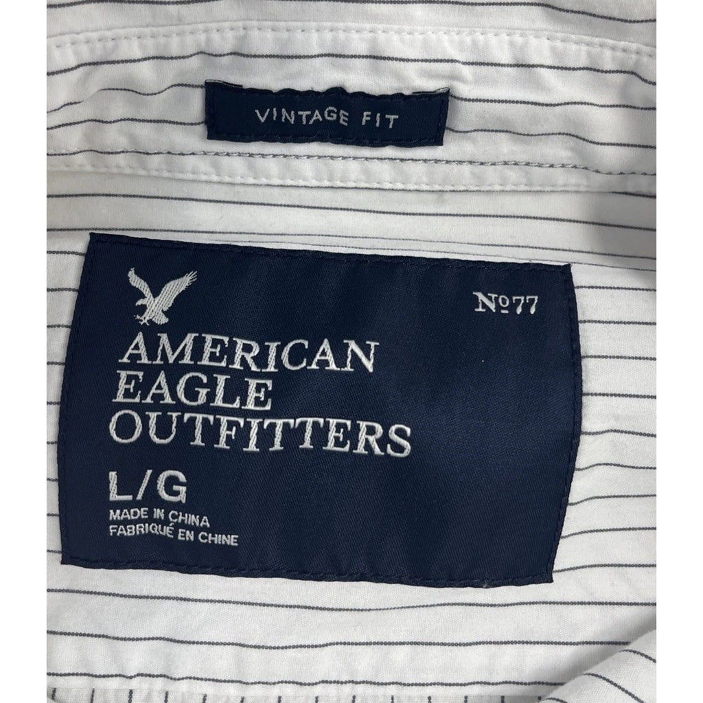 American Eagle AE Mens Striped Button Down Cotton Vintage Fit Shirt; size L