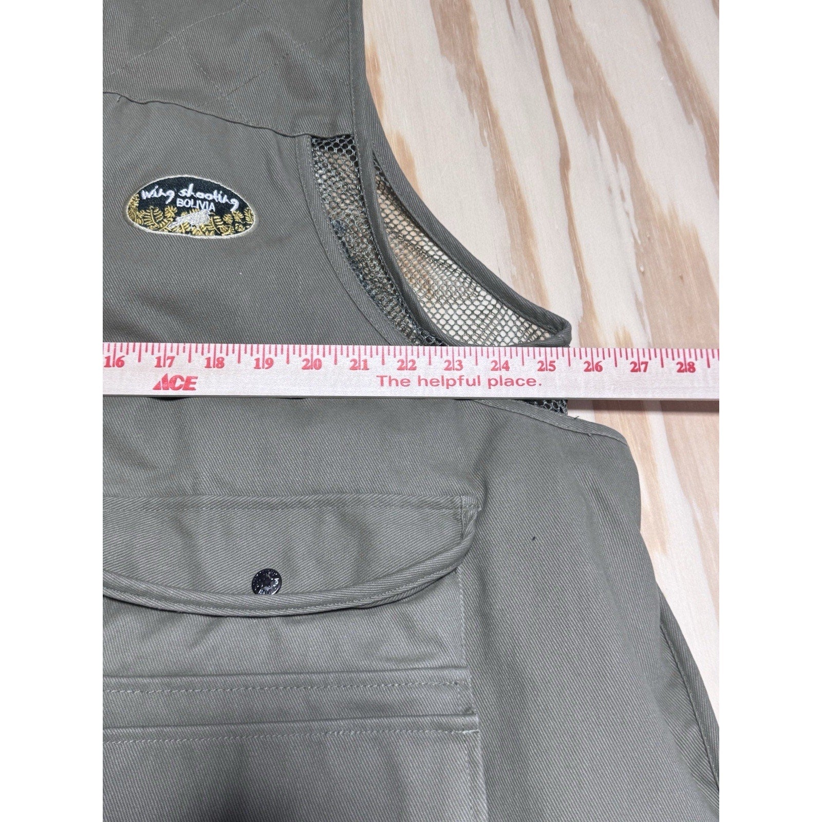 Vintage Shooting Fishing Vest Mens 1X Khaki Mesh Utility Full Zip Multi Pocket