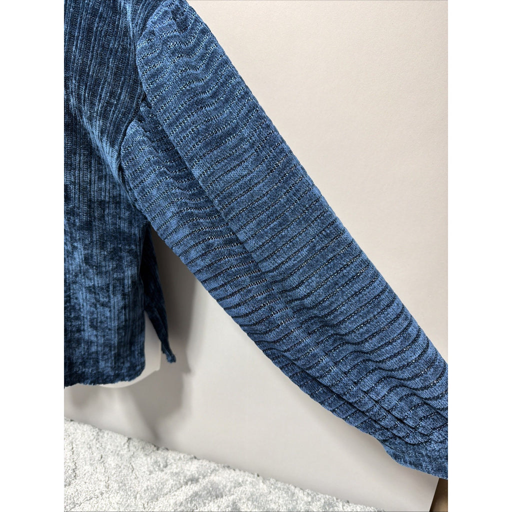 Umgee USA L Blue Velour Long Sleeve Tunic Blouse Babydoll Boho Fairy Romantic