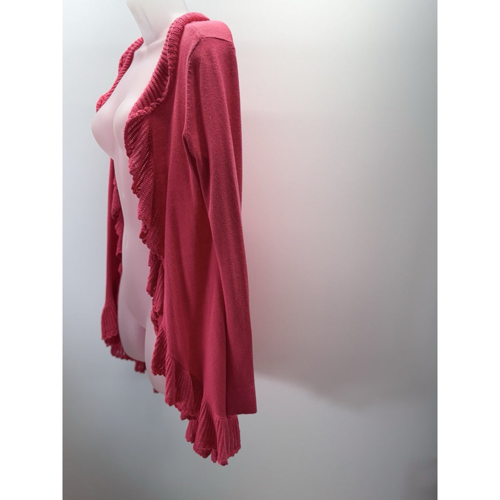 Lilly Pulitzer Raspberry Pink Cardigan Sweater Ruffle Size Women’s XS Preppy