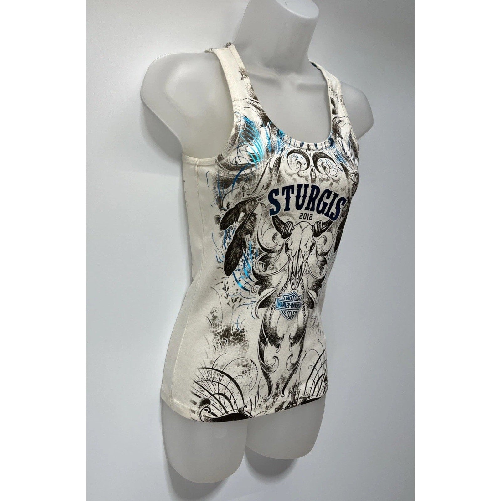 VTG WOMEN’S IVORY HARLEY-DAVIDSON TANK TOP SIZE S STURGIS BADLANDS SOUTH D NWOT
