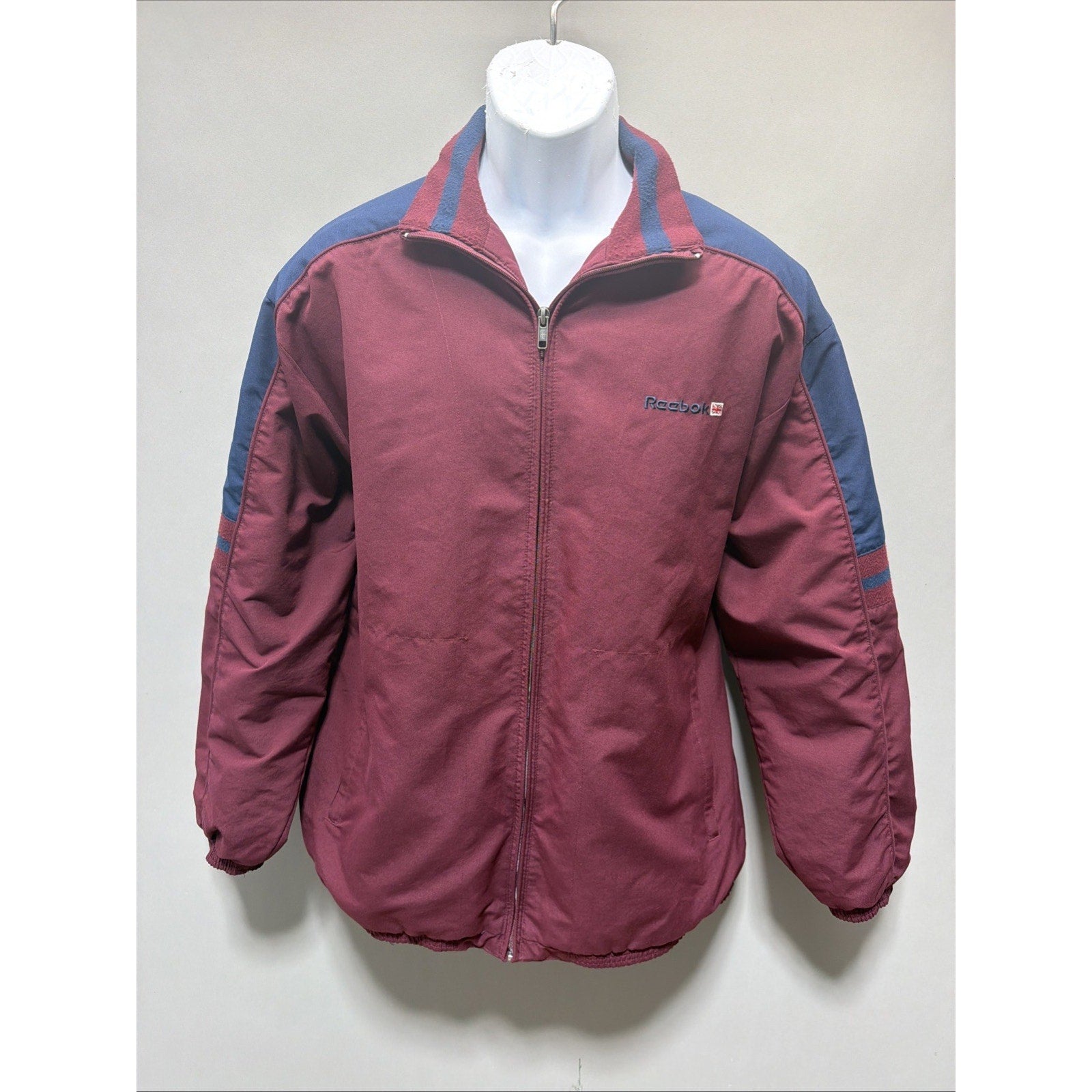 VINTAGE Reebok Classic Embroidered Track Jacket Adult M Burgu Blue Spell Out