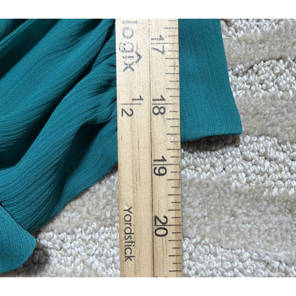 Express V-Neck Faux Wrap Tie Waist Top Size M Turquoise Green Sexy Statement