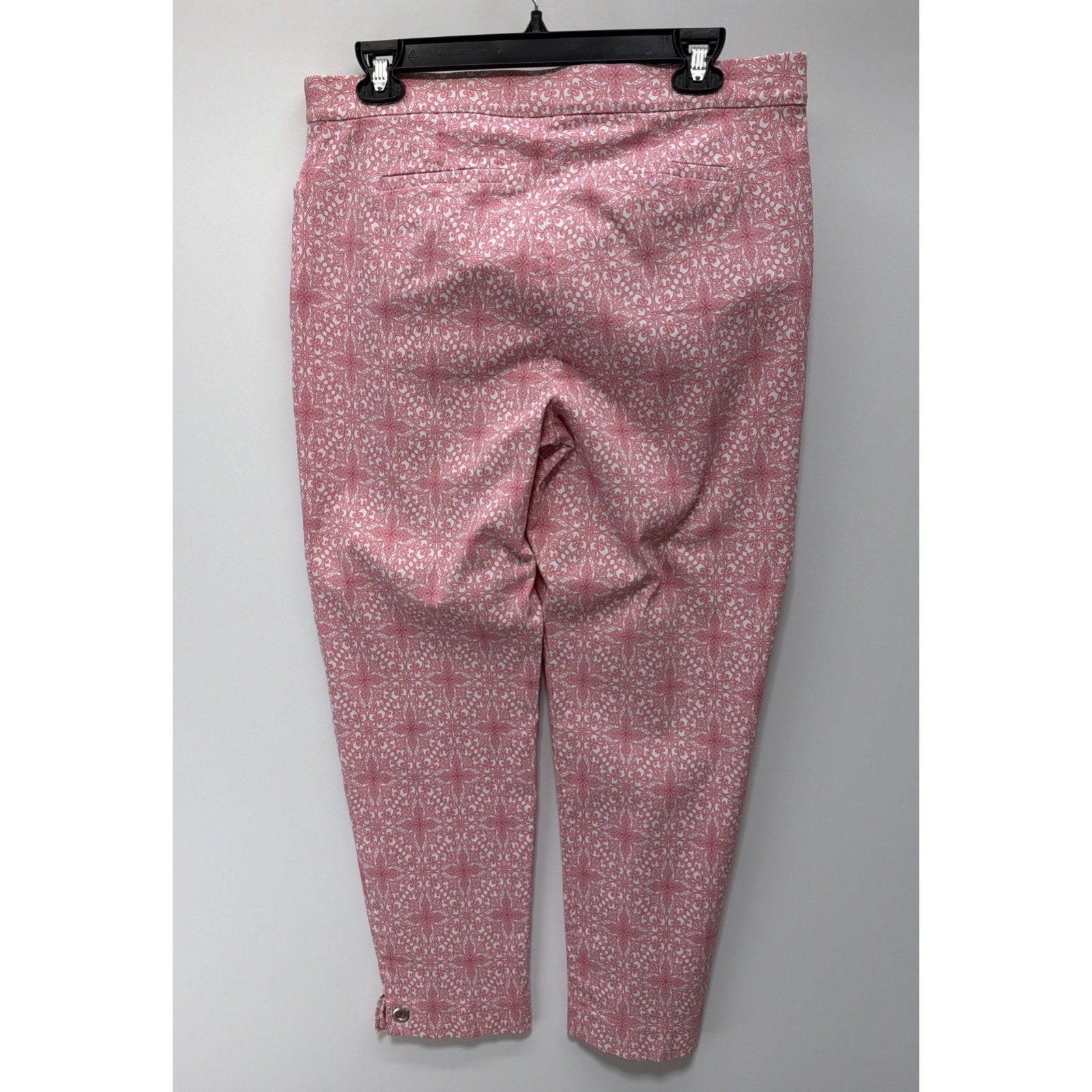 89th & Madison Women's Cropped Stretch Pull On Pant Pink Crosshatch Sz M