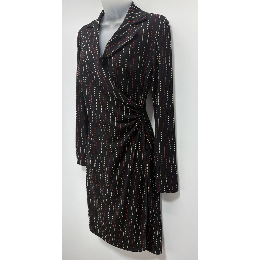 Express Womens Black Red Long Sleeve Wrap Dress Size 1/2 Y2K