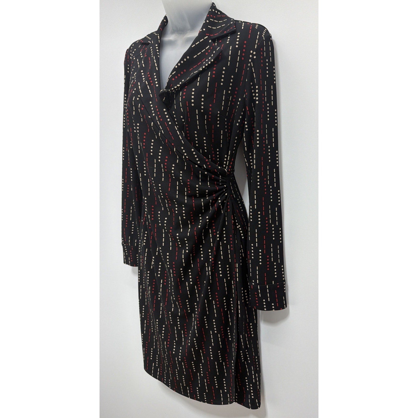 Express Womens Black Red Long Sleeve Wrap Dress Size 1/2 Y2K